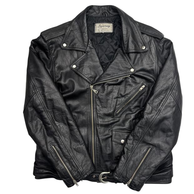 Sportage 빈티지 비대칭 램스킨 레더 자켓 2XL