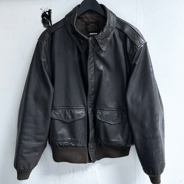 80's USA Made 아비렉스 A2 레더 봄버 자켓 고트스킨