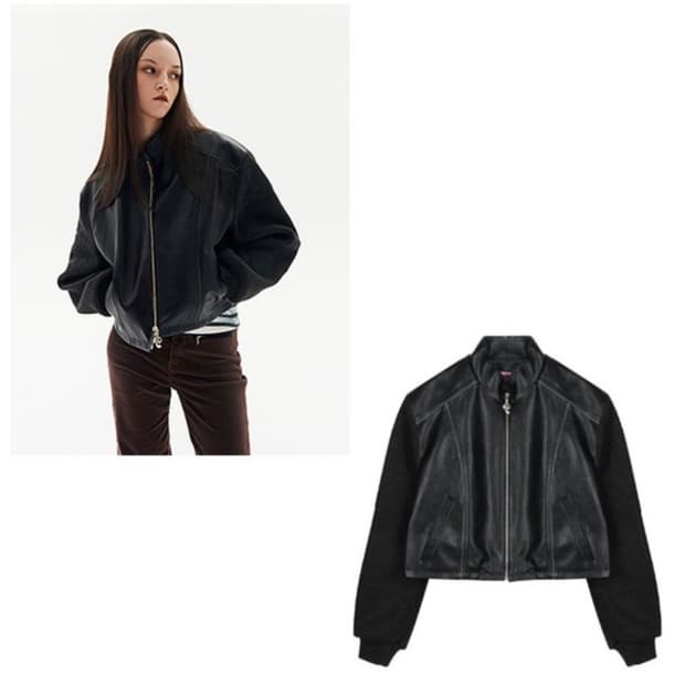 Pepperpepper 가죽니트자켓