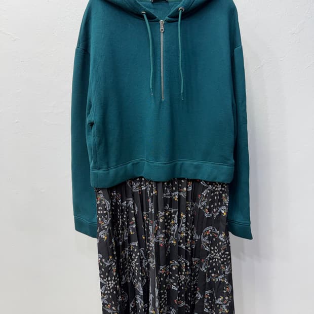 정품) 산드로 레이어드 플리츠 후드 원피스 38