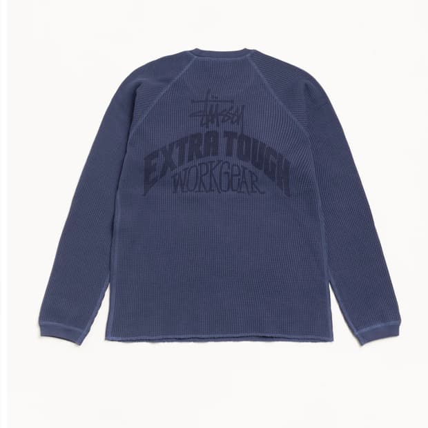 새상품) 스투시 래글런 써말 와플 롱슬리브 네이비