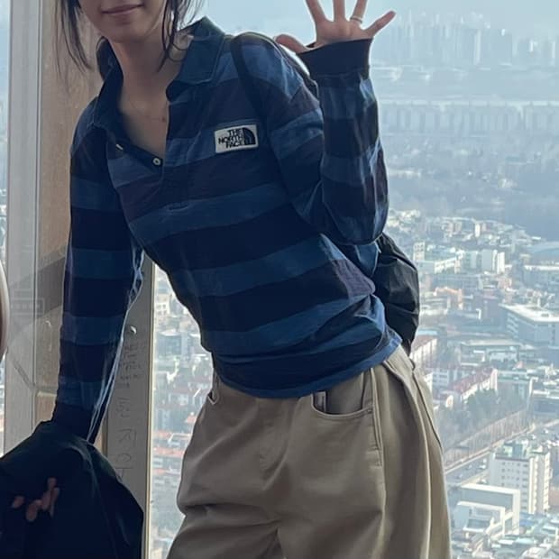 노스페이스 단가라 럭비 티셔츠 