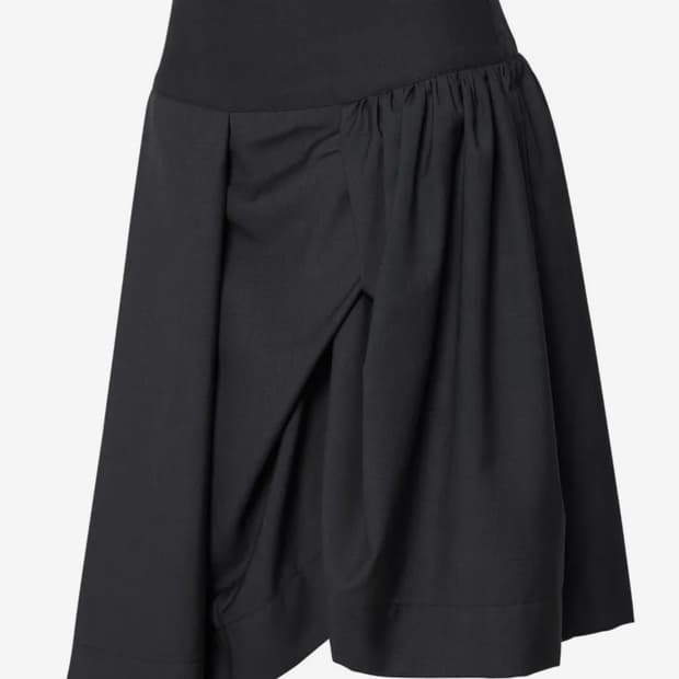 Asymmetrical Draped Midi Skirt (BLACK)