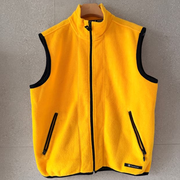 챔피온 플리스 노란 조끼 집업 베스트