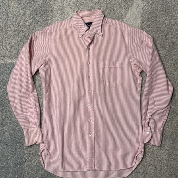 드레익스 코튼 스트라이프 포켓 셔츠 핑크