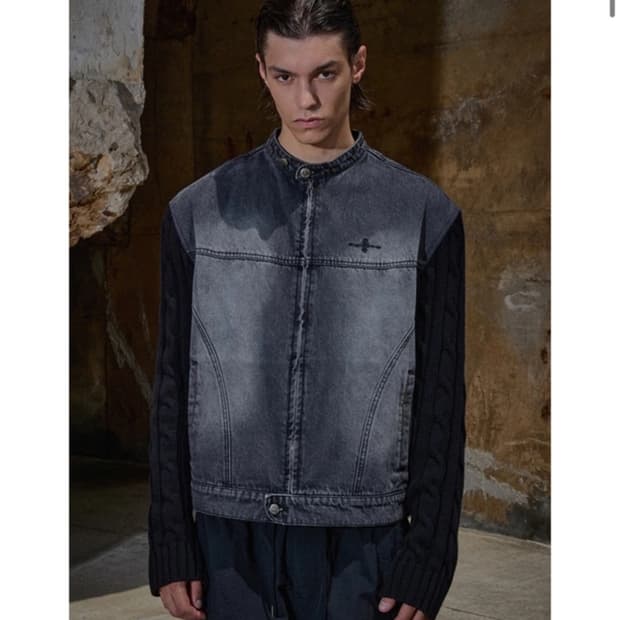 낫포너드 니트슬리브 데님 자켓 L 새상품