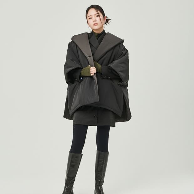 PUBLICKA X 퍼블리카 엑스 리버서블 패딩 숄 블랙