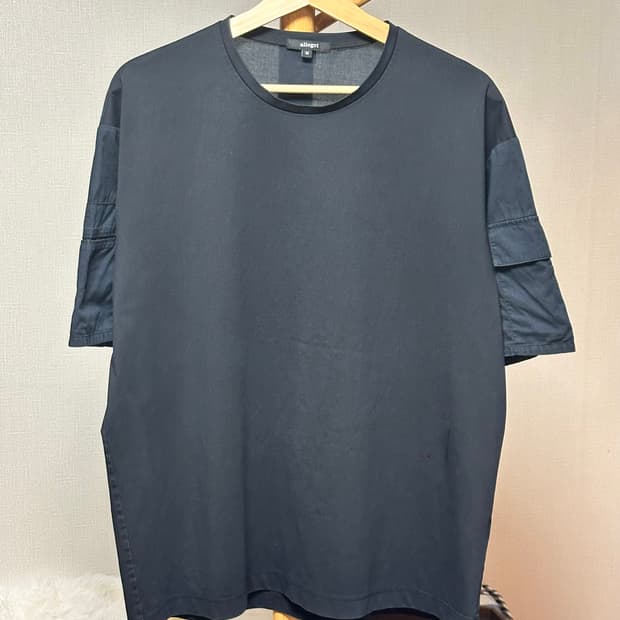 알레그리 스틸로고 암포켓 오버핏티셔츠/M/블랙