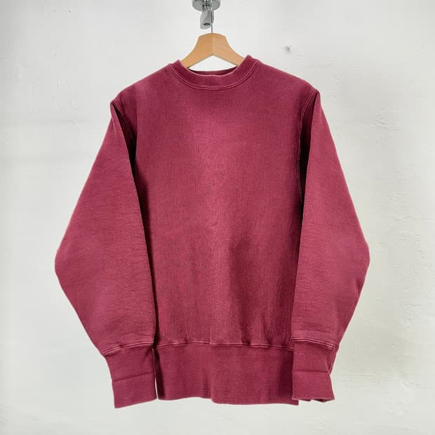 캠버 버건디 워시드 헤비 크루넥 스웨트 셔츠