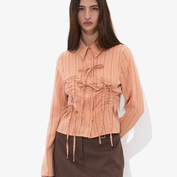 파르티멘토 우먼  리본 스트링 셔츠
