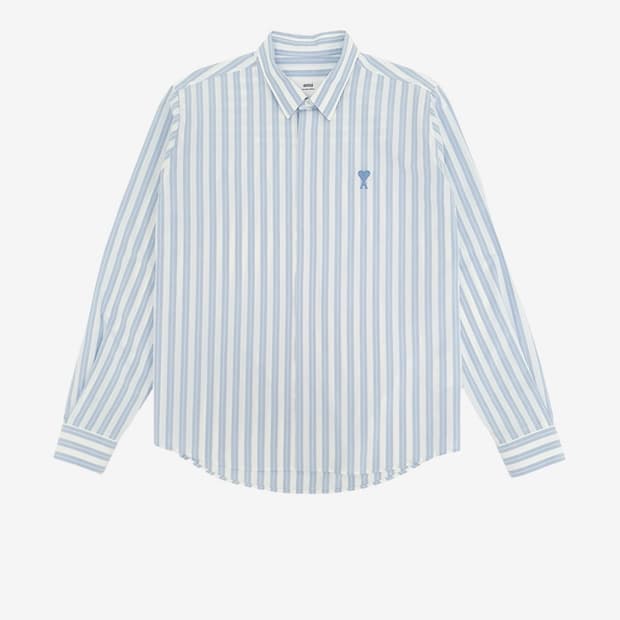 아미 스트라이프 하트자수 셔츠