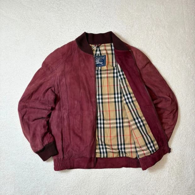 버버리 90's 천연 가죽 스웨이드 블루종 자켓 pn6149