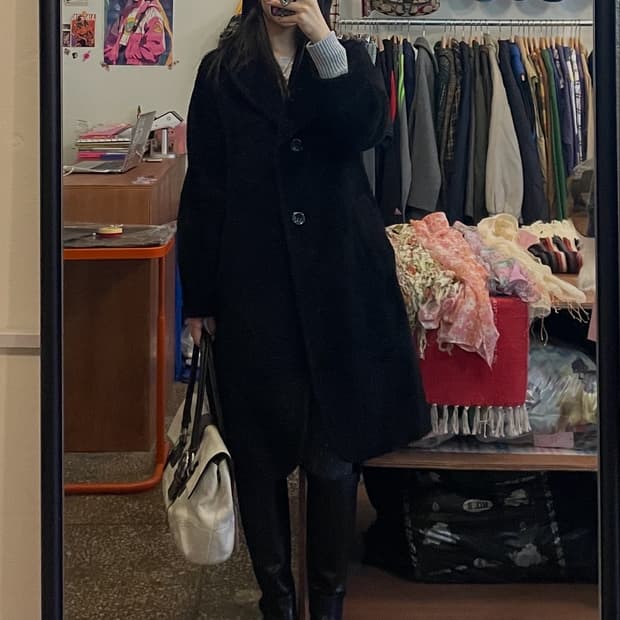 플리스 롱 블랙코트[무배]