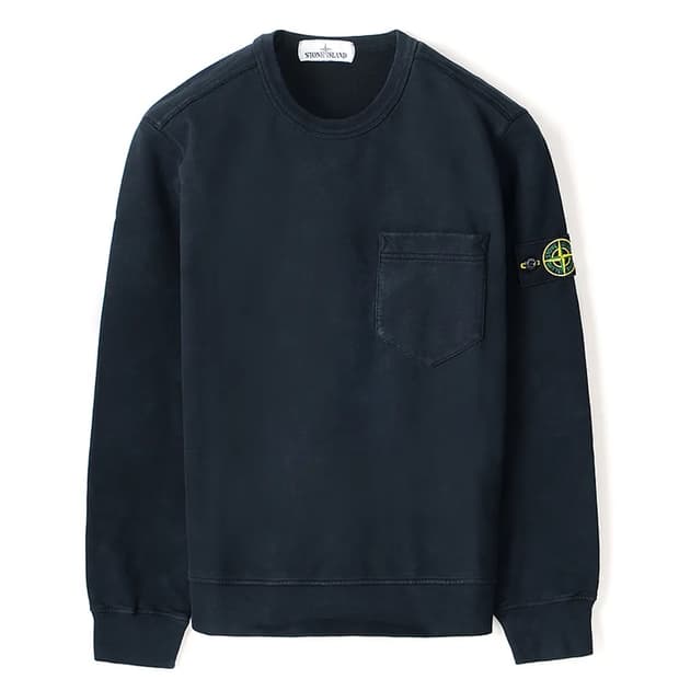 스톤아일랜드 포켓 기모 맨투맨 네이비