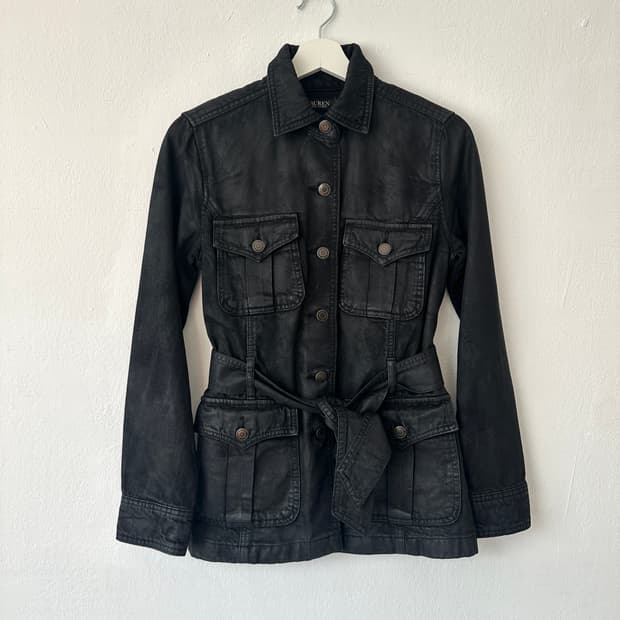 랄프로렌 블랙 왁스코팅 벨트 자켓