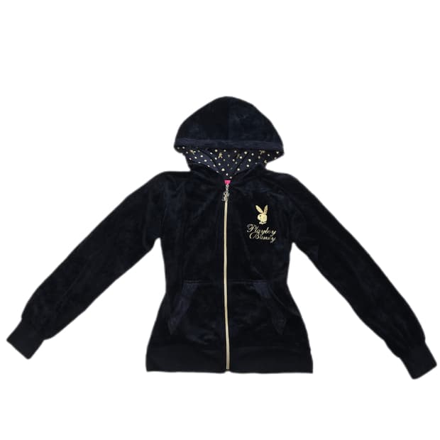 [유일매물]playboy 벨벳 후드집업