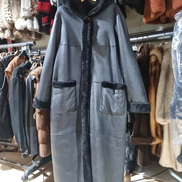 양털 양가죽 맥시 롱 후드 무스탕