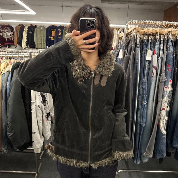 XL)BAY CREST 일본 빈티지 헤링본 무스탕