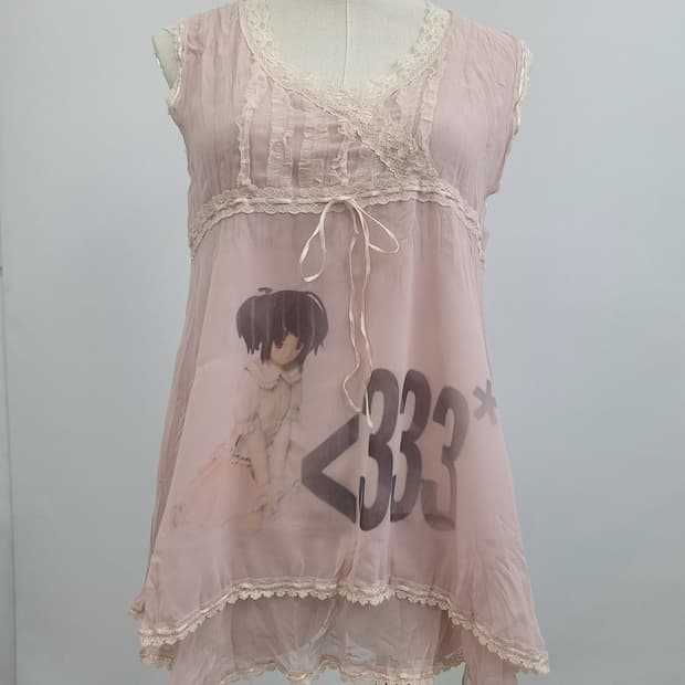 No.333 girl sleeveless 커스텀 나시 y2k