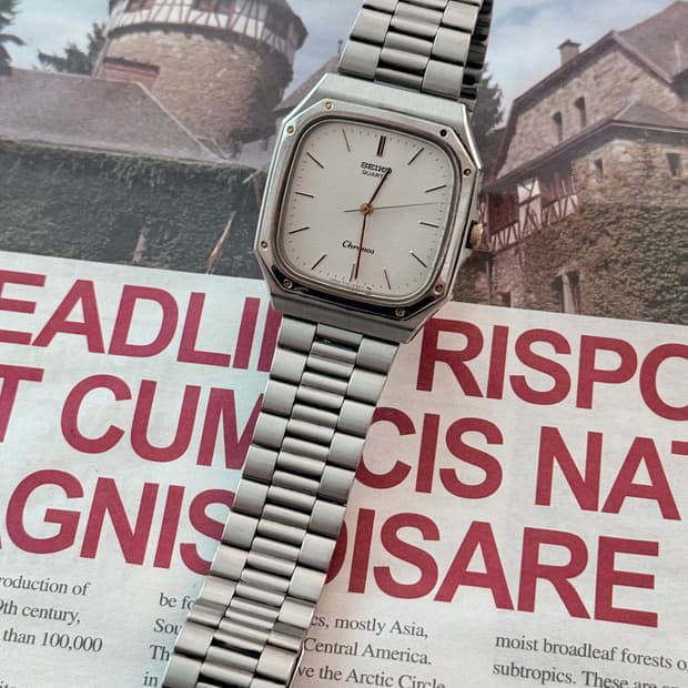 Seiko 세이코 Chronos 쿼츠 스퀘어 콤비 