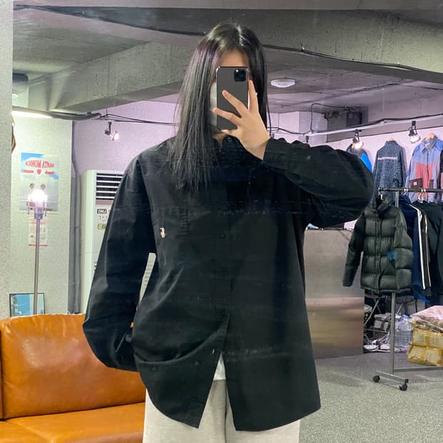 폴로 랄프로렌 클래식핏 자수로고 블랙 셔츠  B3740