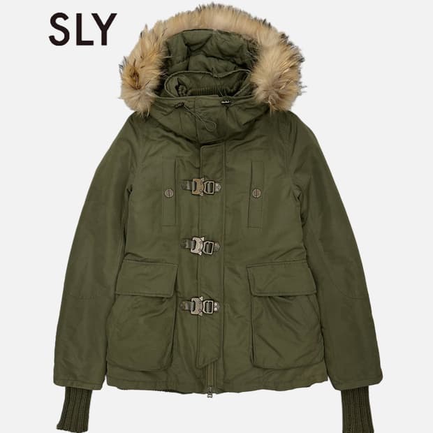 SLY military khaki fur hood jumper