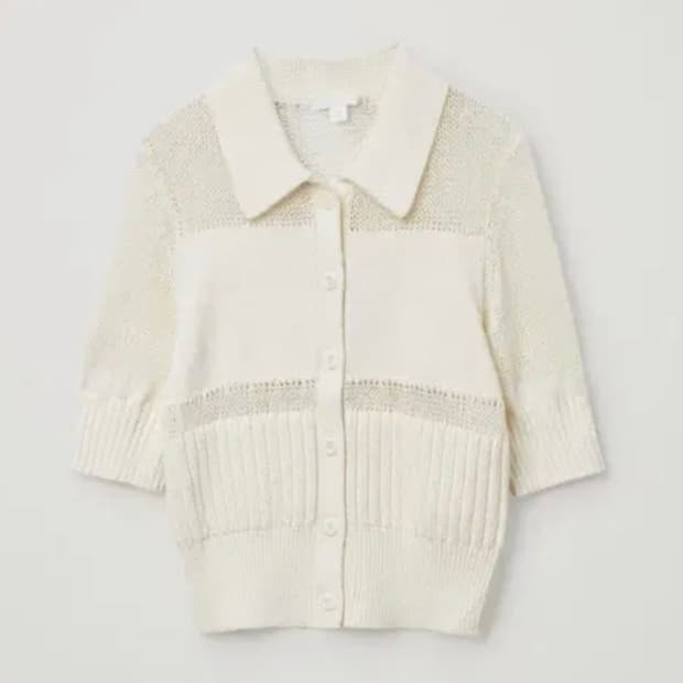 COS 코스 메쉬 여성 반팔 가디건 화이트