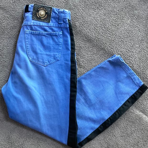 베르사체 배색 데님팬츠