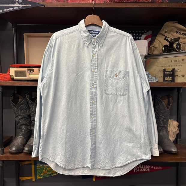 90s 폴로 랄프로렌 빅셔츠라인 라이트웨이트 샴브레이셔츠  N1008