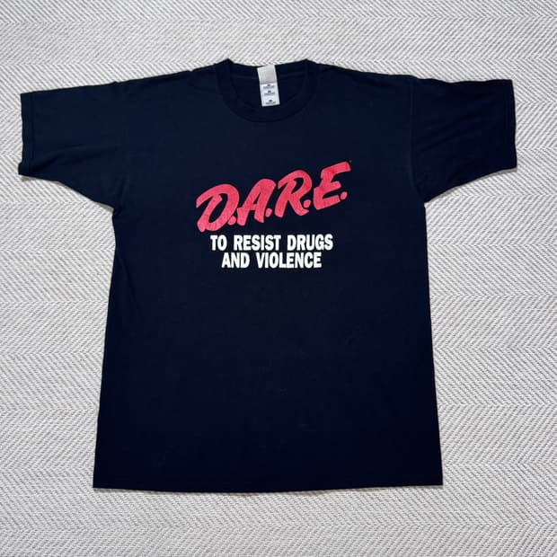 (XL) 90s 빈티지 DARE 블랙 티셔츠 후룻