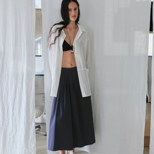 Aubour 아우브아워 플리츠 스커트 asym pleats skirt