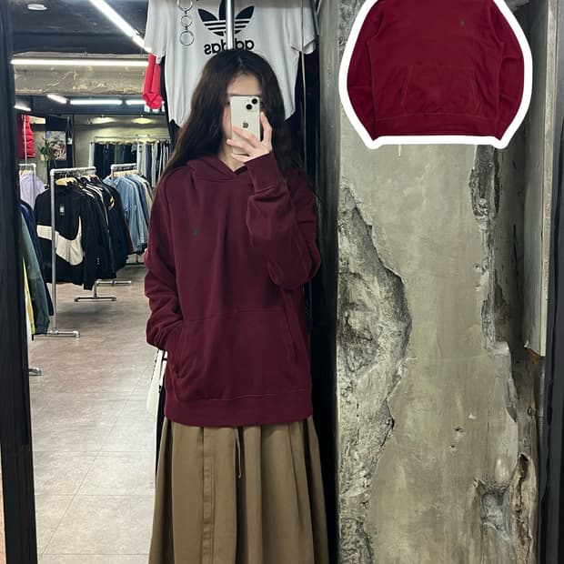 폴로 랄프로렌 기모 후드티 버건디 L #csz2368