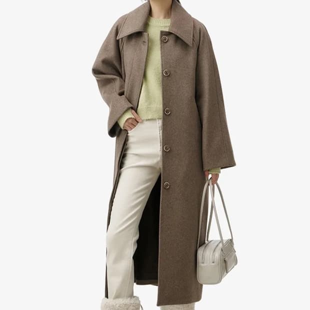 울 발마칸 롱 코트