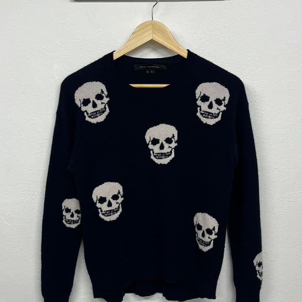 [XS]스컬 캐시미어 매장판 해골 패턴 캐시미어100% 니트