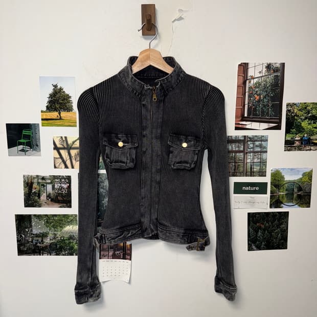 Washing charcoal pocket detail 니트집업