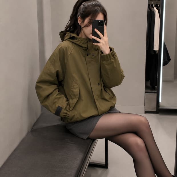 빈폴 스포츠 오버핏 후드 블루종 집업 자켓 95