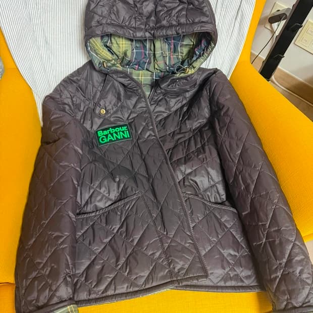 바버X가니 퀄팅 후드 자켓 브라운