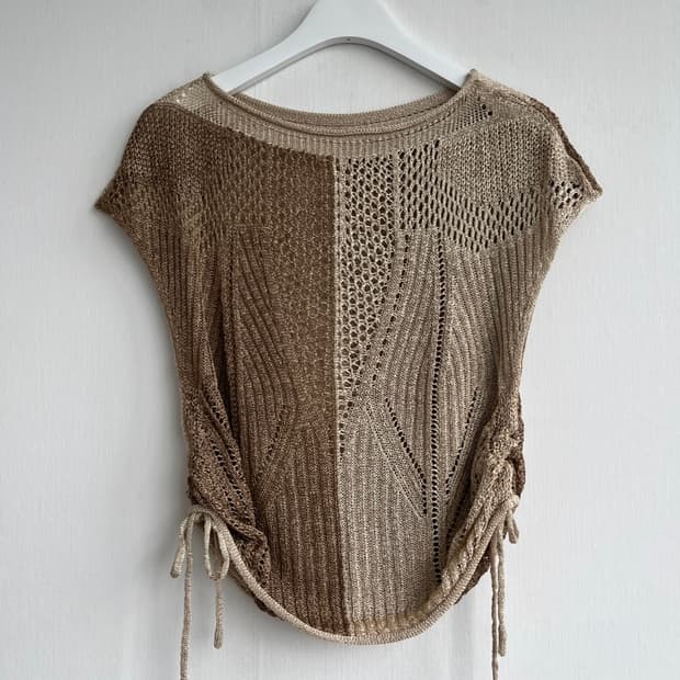 베이지 투톤 루즈핏 썸머 니트