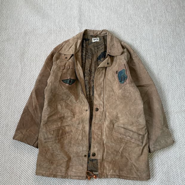 Inddio 빈티지 스웨이드 레더 헌팅 자켓 J03245