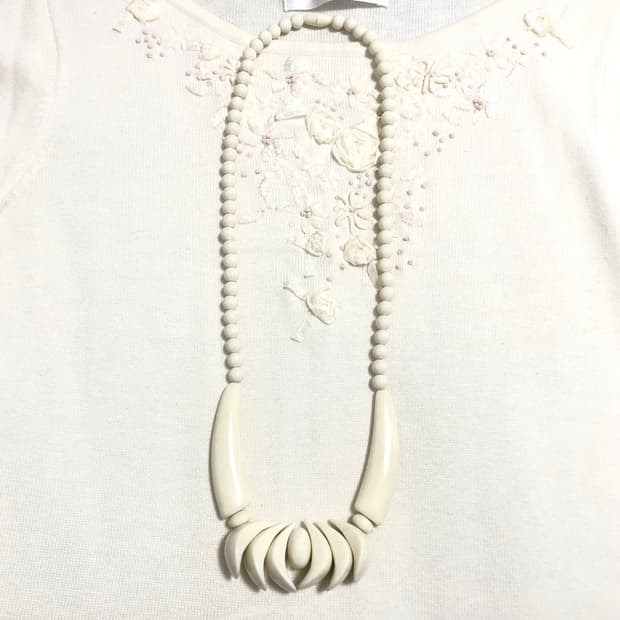 빈티지 아이보리 목걸이 오리엔탈 긱시크 페어리 하구미 갸루