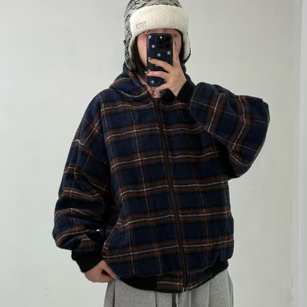 멜톤 made in USA 후드 퍼 자켓