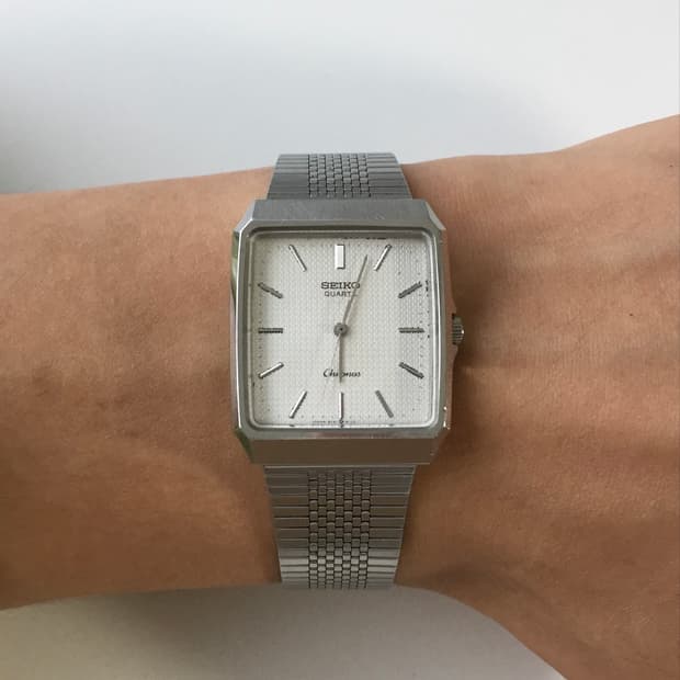 80s seiko chronos slim square quartz