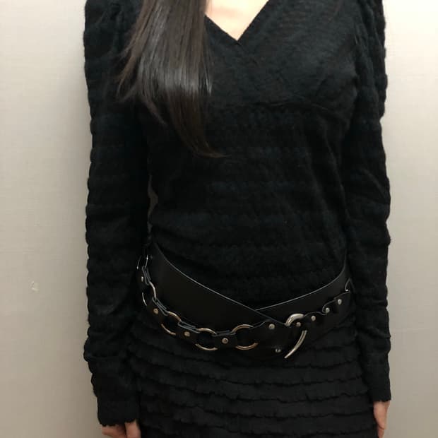 빈티지 블랙 셔링 니트