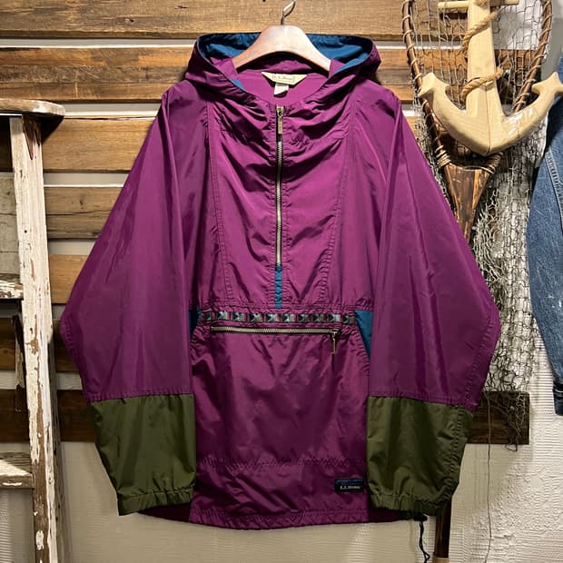 [L]90's 엘엘빈 USA 버건디 나일론 마운틴 아노락 자켓