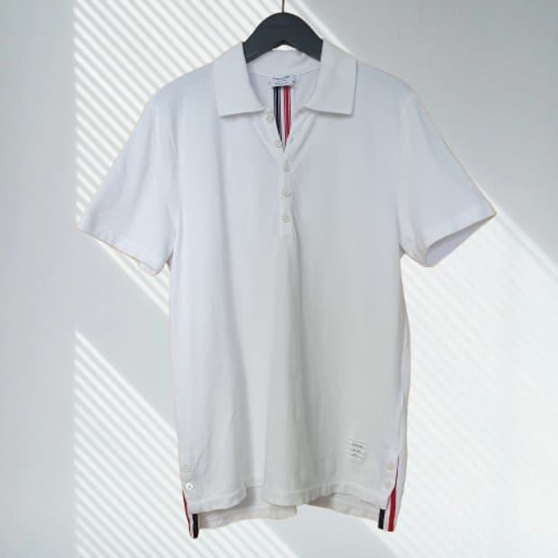 명품 톰브라운 센터백 스트라이프 화이트 피케 폴로셔츠 폴로티 카라티 pk