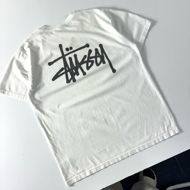 Stussy 스투시 베이직 화이트 반팔티셔츠