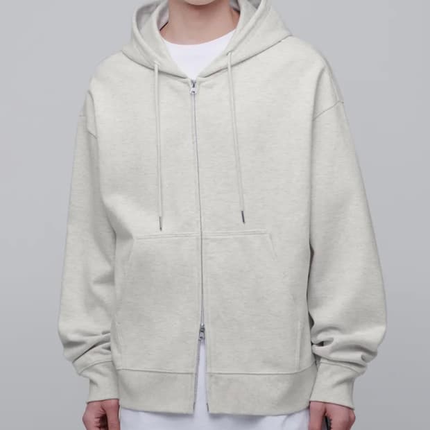 무신사 스탠다드 플랫 테리 오버사이즈 후디드 스웨트 집업 [오트밀]