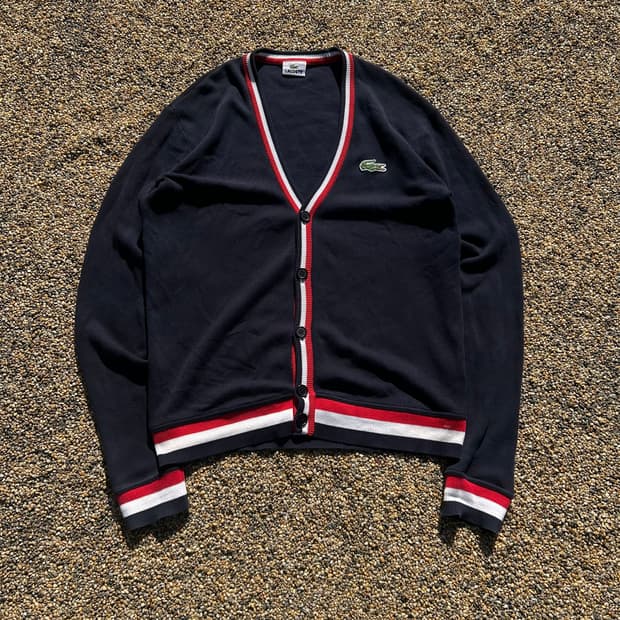 라코스테 네이비 배색 가디건