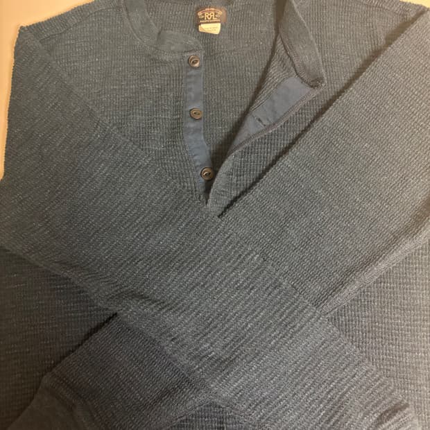 더블알엘 와플 니트 헨리넥