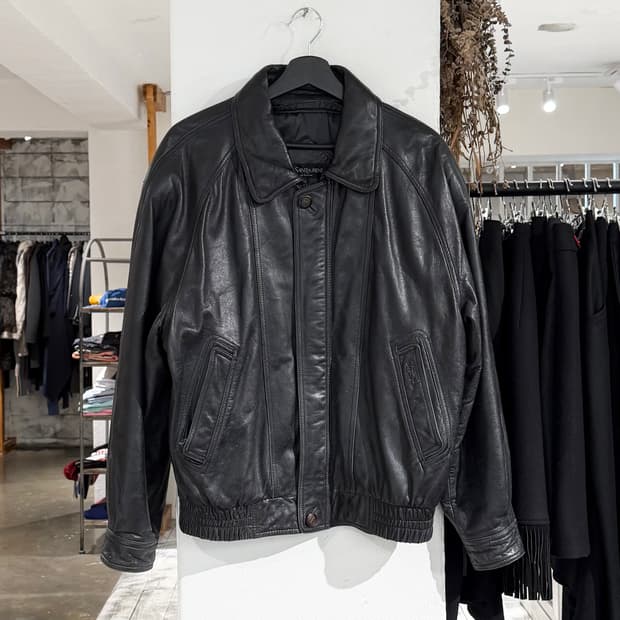 입생로랑 뿌르 옴므 블랙 램스킨 레더 자켓